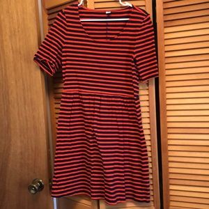 Old navy, orange and navy striped dress.
